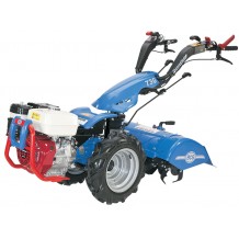 Motoculteur équipé d'une charrue et d'un rotavator